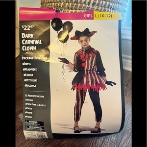 Girls 10/12 dark carnival clown costume like new